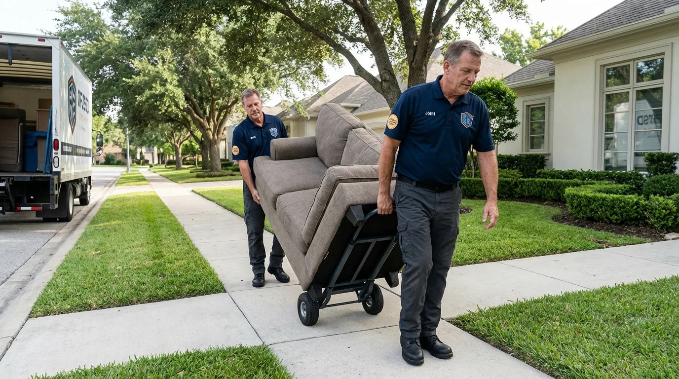 Local residential moving crew loading furniture in Battle Creek, MI